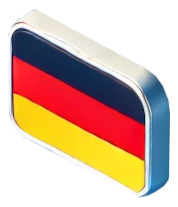 Ikona w kształcie prostokąta z zaokrąglonymi rogami, wypełniona flagą Niemiec w kolorach czarnym, czerwonym i żółtym.