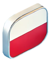 Ikona w kształcie prostokąta z zaokrąglonymi rogami, wypełniona biało-czerwoną flagą Polski.